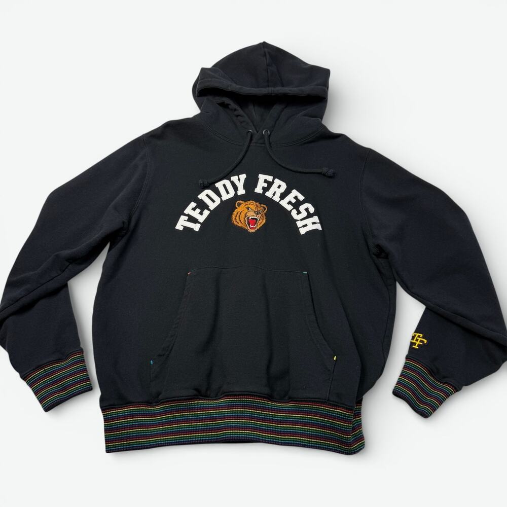 Teddy Fresh Hoodie Womens Medium Black Embroidered Bear Logo Sweatshirt H3H3